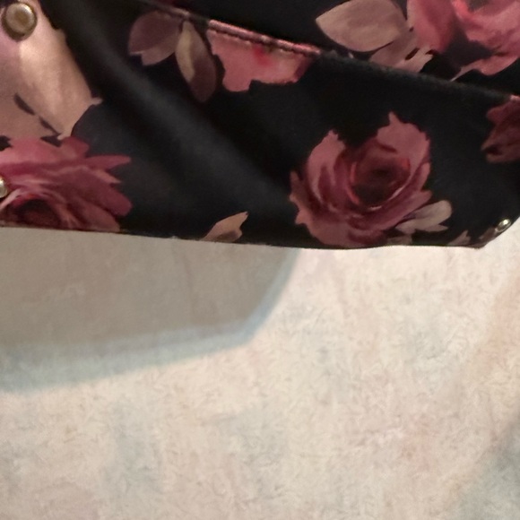 Kate Spade Black and Pink Rose Nylon And Leather Floral Tote. Previously Loved - Picture 7 of 15